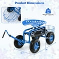 thumbnail image 3 of Costway Chariot de Jardin à Roulettes Siège de Travail Chariot Trottinette pour la Plantation avec Poignée Extensible Bleu, 3 of 10