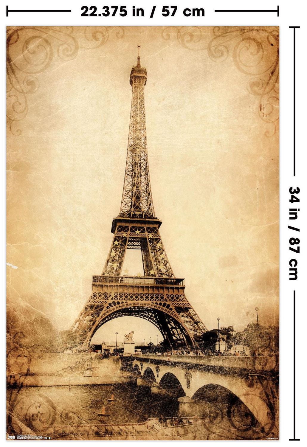 The Eiffel Tower - Rustic Wall Poster, 22.375" x 34"