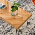 thumbnail image 5 of Kepooman Modern Rectangular Coffee Table with Chevron Pattern & Metal Hairpin Legs for Living Room, 43.31" L x 19.68" W x 17.71" H, Glossy Finished Wood, 5 of 12