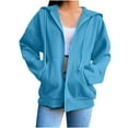 thumbnail image 2 of Aloohaidyvio Sweatshirts Womens Solid Hooded Plush Sweatshirt Long Sleeve Jacket Loose Coat, 2 of 6