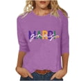 thumbnail image 2 of CYiJun Mardi Gras Clothing,Parade Ready 3/4 Sleeve Top,Lightweight Crewneck Shirt for Mardi Gras Street Celebration, 2 of 5