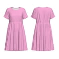 thumbnail image 3 of Bixox Robe d'Été à Manches Courtes pour Femmes Robe Ample Longueur Genou avec Poches-Rose, 3 of 7