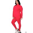 thumbnail image 2 of Zenana Plus Size Soft Fabric Mock Neck Long Sleeve Top & Leggings - 2 Pieces Tracksuit Set, 2 of 5