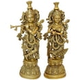 thumbnail image 1 of eSplanade - Radha Krishna Pair Kishan Krishna Murti Idol Statue Sculpture - Brass - 21" Big Size, 1 of 7