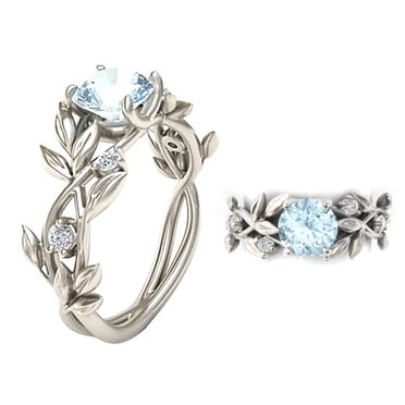 Soimiss Women Wedding Rings Formal Affairs Shape Alloy Jewelry 1Pack Light Blue