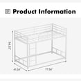 thumbnail image 2 of Kdymod Twin Bunk Beds Twin over Twin Low Metal Bunk Bed with Safety Guard Rails & Ladder Floor Bunk Frame Bunkbeds for Teens Dorm Small Spaces Guest Room, White, 2 of 9