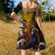 thumbnail image 5 of Vestido de manga corta con rodajas de pomelo, mono de verano para mujer, 5 of 7