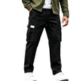thumbnail image 2 of Mifsaly Mens Cargo Pants with Multi Pockets Elastic Waist Drawstring Utility Work Trousers Comfortable Relaxed Fit Outdoor Hiking Training Bottoms, 2 of 5