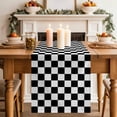 thumbnail image 2 of Table Runner 72 Inches Long for Kitchen Dining, Black White Plaid Dresser Scarf Farmhouse, Dining Table Decorations for Wedding/Parties, Farmhouse Modern Minimalist Geometric 14 x 72 In, 2 of 8