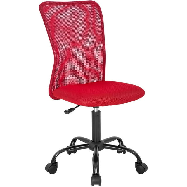 BestOffice Home Office Chair Ergonomic Mesh, Lumbar Support Rolling Swivel Adjustable Mid Back for Girls, Red