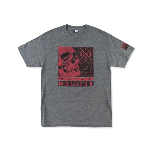 Camiseta estampada con cordón de Metal Mulisha para hombre, gris, pequeña Metal Mulisha Camiseta gráfica