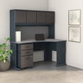 thumbnail image 2 of Bush Business Furniture Cubix Right Corner Desk w/Hutch and Mobile File Cabinet Slate/White, 2 of 8