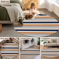 thumbnail image 5 of Round Area Rug 8 Ft, Orange Grey Striped Washable Non-Slip Circle Carpet for Living Room/Bedroom, Farmhouse Stripes Modern Abstract Art Collection Low-Profile Large Area Rugs for Indoor, 5 of 8