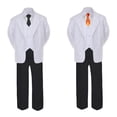 thumbnail image 2 of 5-7pc Formal Black White Suit Set Orange Bow Long Tie Vest Boy Baby Infant Sm-20 Teen, 2 of 3