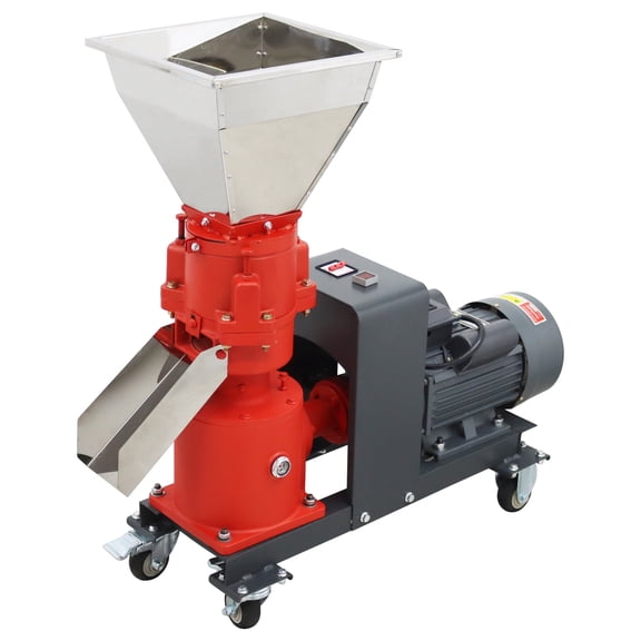 3MM Feed Pellet Mill Machine Poultry Chicken Fish Feed Granulator with 3 Head Press Roller 220V 3.5KW