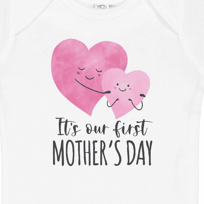 Inktastic It's Our First Mother's Day Cute Hugging Hearts Boys or Girls Baby Bodysuit