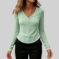 thumbnail image 5 of LEKWK Sun Protection Clothing Women Long Sleeve V Neck Button Down Cardigans Lightweight Breathable Slim Fit Solid Tops Summer Fashion Casual Daily Outfits, 5 of 7