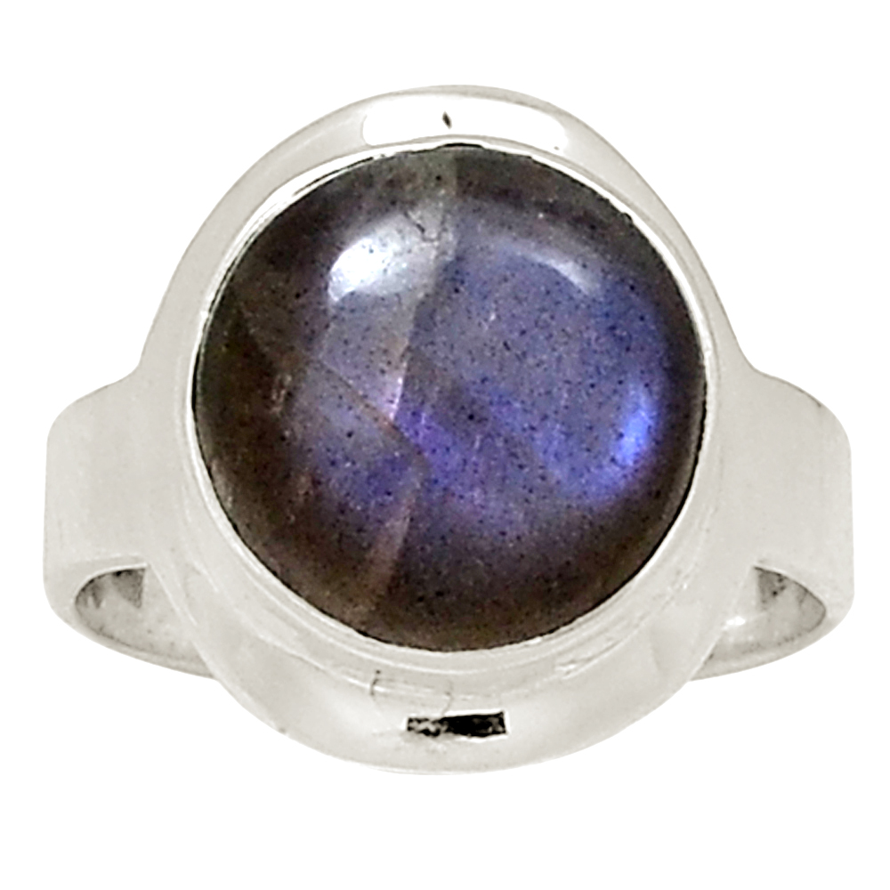 Bright Purple Labradorite Big Silver Ring