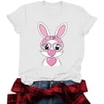 thumbnail image 5 of Mifsaly Easter tops for Women Short Sleeve Crewneck Cotton T-Shirts Bunny with Pink Heart Glasses and Bow Graphic Lightweight Breathable Versatile Summer Tees XL, 5 of 6