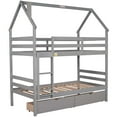 thumbnail image 6 of EUROCO Twin House Bunk Bed with Drawers for Kids Room, Gray, 6 of 18