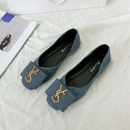 

LANTRO JS 2021 Shallow Flats Casual Shoes Women Metal Letters Loafers Oxford