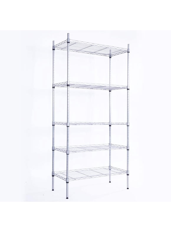 Ktaxon 5-Tier Wire Shelving Unit, Steel Storage Rack for Office Kitchen 30" W x 14" D x 60" H, Silver