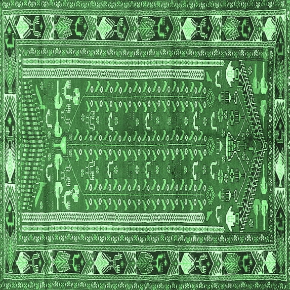 Ahgly Company Indoor Square Persian Emerald Green Traditional Area Rugs, 6' Square