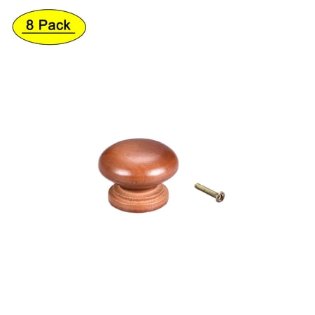 Uxcell 35mm Dia Furniture Round Pull Knobs Bedroom Dark Red Wood 8 Pack