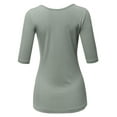 thumbnail image 3 of SSOULM Women's 1/2 Sleeve Silky Stretchy Crewneck Slim Fit T-Shirt Top with Plus Size, 3 of 5