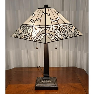 Amora Lighting Tiffany Style Stained Glass White Table Lamp 23" Tall AM306TL14