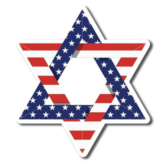 Magnet Me Up Magen David Star Shaped American USA Flag Magnet Decal, 4.5x5 in