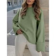 thumbnail image 4 of Women's Oversized Long Sleeve Fuzzy Knit Casual Chunky Pullover Sweater Fall Outfits Clothes Green M, 4 of 8