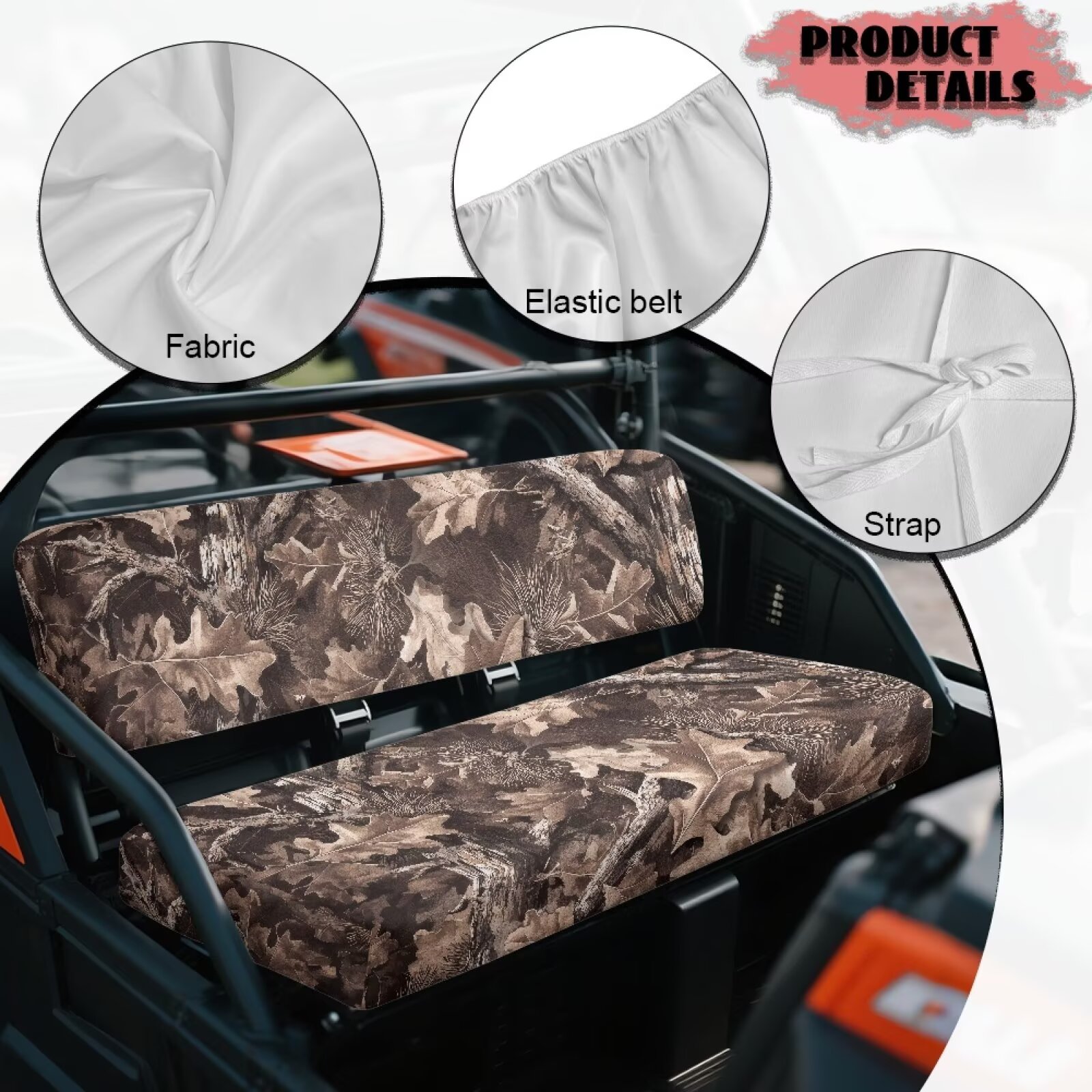Uorisanigo Mule Seat Cover for Kawasaki Mule 3010 Diesel 4x4 2003-2008, Anti-Slip & Tear-Resistant Camo Hunting Print UTV Bench Seat Cover Set UTV Accessories for Women Men