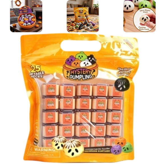 25 Pack Extra Mini Halloween Mini Dumplings Extra Mini Mystery Dumpling Set For Kids Halloween Party Favors Assorted Ghost Design Toy For Birthday Goodie Bags Classroom Rewards Crazy Gifts for Fun
