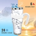 thumbnail image 4 of 40 oz Tumbler with Handle and Straw Leak Proof 40 oz White Marble Cup Insulated Stainless Steel Marble Coffee Travel Mug Slim 40oz Tumbler with Handle Marble Decor Stuff Gifts for Women, 4 of 6