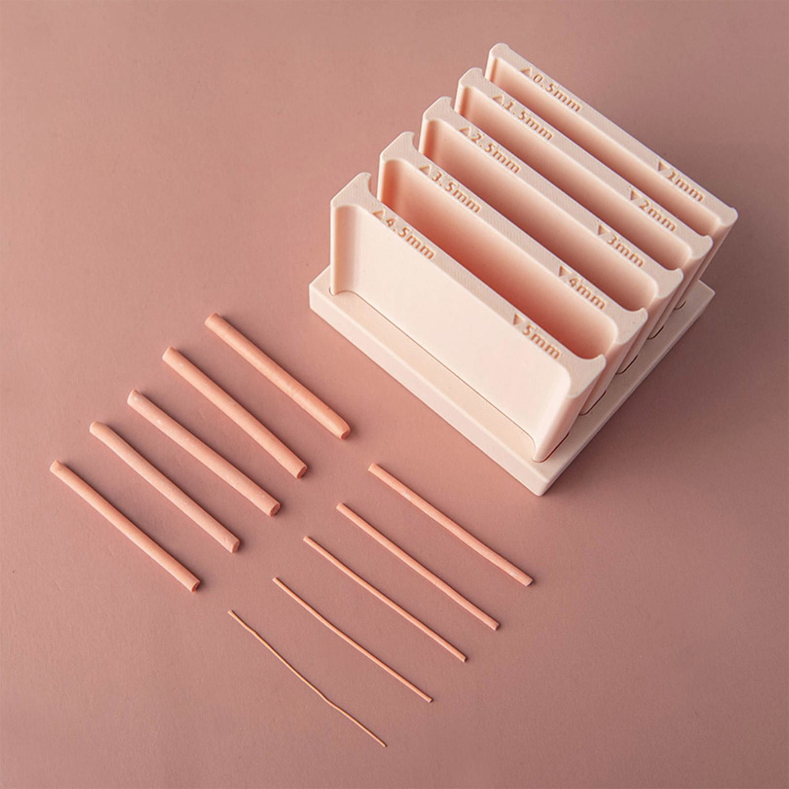 Polymer Clay Thickness String Roller Tools,Clay Rolling Strip Makers With Storage Base for Clay Earring Making Artists Beginners Daily Craft Project,Precise Thickness Consistent Results,Apricot