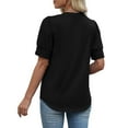 thumbnail image 4 of ICHUANYI Womens Tops Cap Short Sleeve Blouse V Neck Summer Spring Shirts Casual Solid Color Base T-shirt Button Top, 4 of 7