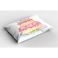 thumbnail image 2 of Ambesonne Birthday Party Pillow Sham 2 Pack, Candles and Candies, 30"x20", Pale Pink, 2 of 3