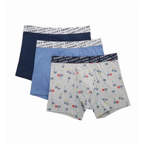 Men's Lucky 211VB07 Cotton Stretch Boxer Briefs - 3 Pack (Black/Grey/Horizon L)