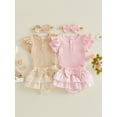 thumbnail image 3 of AceBaby Infant Baby Girl Summer Plaid Outfit Set for 0-18M,95% Cotton, 3 of 9