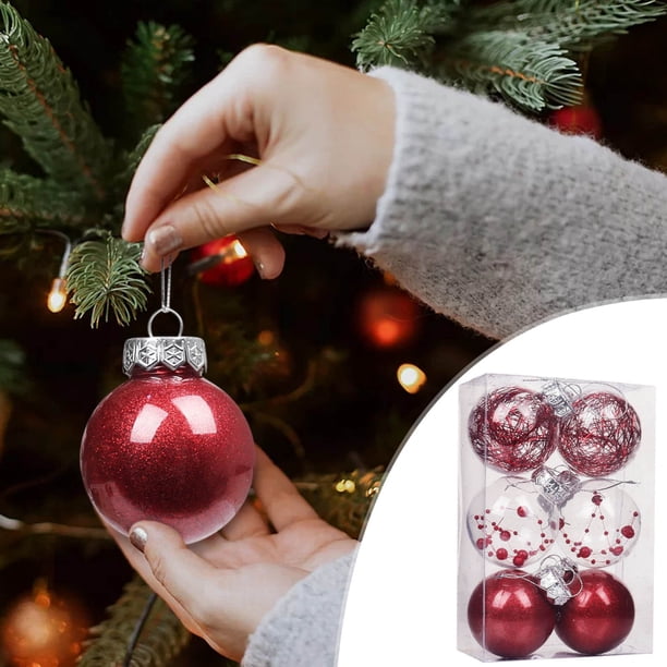 Xihbxyly 6 Bolas Navideñas Irrompibles Multicolor, Fáciles de Colgar, Material Ecológico, Decoración Navideña, para Interior y Exterior, 60 Mm, En Caja.