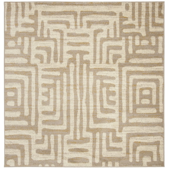 SAFAVIEH Amsterdam Elvan Geometric Area Rug, Ivory/Mauve, 5'1" x 5'1" Square
