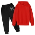 thumbnail image 4 of BOOMNY Baby Boys Sweatsuit Set 2 Peice Outfits for Kids Letter Graphic Y2K Long Sleeve Hoodies Pants Warm Soft Track Suit for Child, 4 of 5
