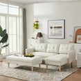 thumbnail image 2 of uhomepro Sectional Sofa Set with Reversible Chaise, Ottoman, Modern Convertible Sofa, Faux Leather L-Shaped Living Room Couches and Sofas for Home, Beige, 2 of 9