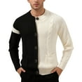 thumbnail image 5 of Betivan Mens Cable Knit Cardigan Open Front Sweater Casual Long Sleeve Button Coats Outerwear, 5 of 6