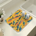 thumbnail image 4 of Yayeee Dish Drying Mat for Kitchen Counter 18" x 24" Microfiber Super Absorbent Coffee Decorative Pad, Yellow Sardines Pattern, 4 of 9