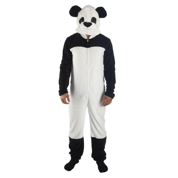 Black White Panda Union Suit Onesie With Detachable Mask Hood Xxl Walmart Com Walmart Com