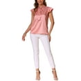 thumbnail image 2 of INSPIRE CHIC Casual Top for Women's Ruffled Cap Sleeve Work Polka Dots Shirts Blouse XS Pink, 2 of 6
