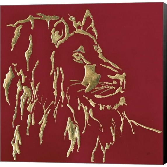 Gilded Lion on Red by Chris Paschke, Canvas Wall Art, 24W x 24H