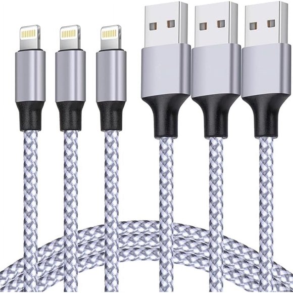 iPhone Charger, [MFi Certified] Lightning Cable 3PACK 6FT Nylon Braided USB Charging Cable High Speed Transfer Cord Compatible with iPhone 14/13/12/11 Pro Max/XS MAX/XR/XS/X/8/iPad